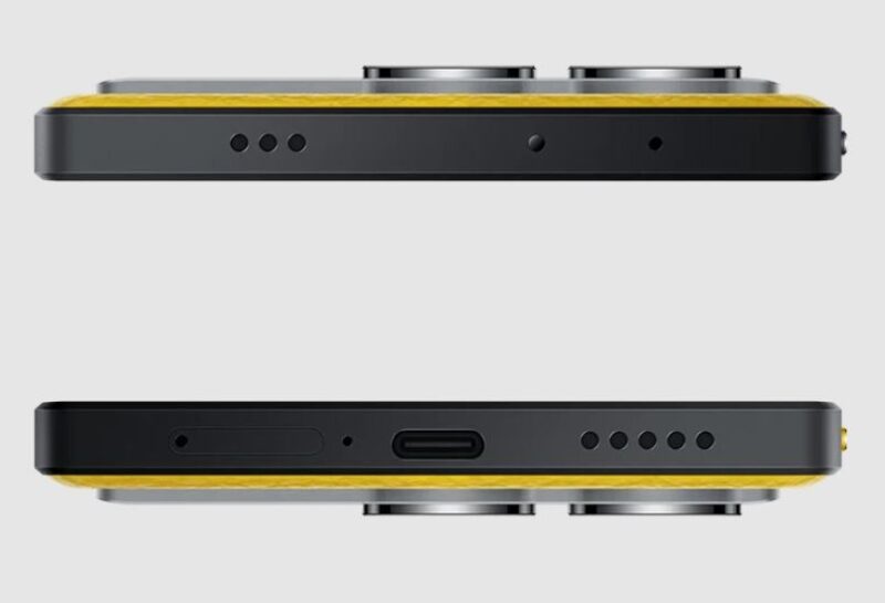 Poco x6 Pro - گوشی موبایل شیائومی پوکو ایکس شش پرو زرد - تصویر از بالا و پایین