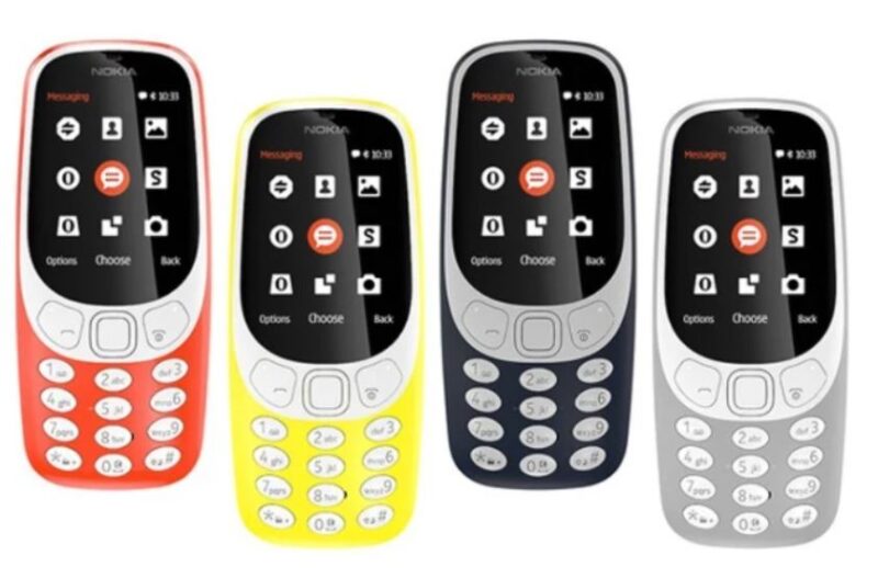 صفحه کلید گوشی موبایل- Nokia 3310 - رنگ بندی سفید خاکستری آبی تیره زرد نارنجی