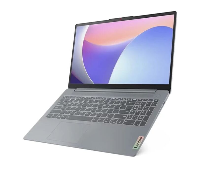 Ideapad Slim3 i3 1305U 8GB 256GB - لبتاپ لنوو - صفحه کلید و درب تمام باز شده خاکستری