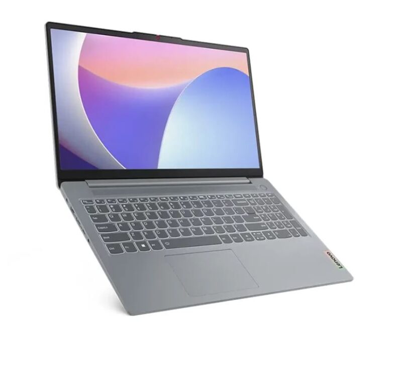 Ideapad Slim3 i3 1305U 8GB 256GB - لبتاپ لنوو - صفحه کلید و درب تمام باز شده رنگ خاکستری